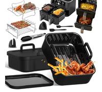 Hot Air Fryer Accessory for Philips Airfryer 4000 Series Stacked Dual Basket 10L, Ninja Dual Zone Digital Air Fryer DZ400EU 9.5L, Reusable Silicone Mould Insert with Lid