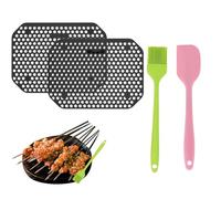 Hot Air Fryer Accessory Set - Silicone Splash Guard for Ninja Double Stack XL SL400EU SL300EU - Pack of 2 with Oil Brush and Scraper - Heat Resistant & Easy to Clean