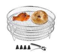 Hot Air Fryer Rêgal - 3 x Stackable Stainless Steel Grill Basket, Kitchen Stand, Accessories, Steamer Oven Tool, Includes Gripper Clip for Cooking, Roasting, Baking, Air Fryer, Oven, Healthy Meal