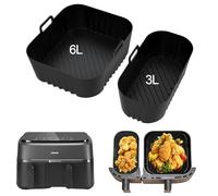 Hot Air Fryer Silicone Mould for Philips Dual Basket Airfryer 3000 Series 6L/3L, Pack of 2 Silicone Mould Airfryer Accessories for Philips Airfryer 3000 Dual Basket