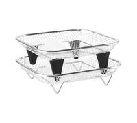Hot Air Fryer - Stackable Stainless Steel Mesh Grate, 2-Piece Rack Set, for Grilling, Cooking, Food Preparation, for Home, Kitchen, Worktop, Bar, Apartment