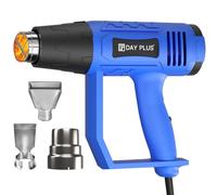 Hot Air Gun, 2000W Professional Paint Stripper, Adjustable Temperature 60℃- 600℃, Rapid Heat-up, Hot Air Gun with Overheat Protection, with 3 Nozzles for Soldering, Paint Stripping and Heating