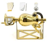 Hot Air Popcorn Maker with Pressure Gauge, Hand Machine, Chinese Maker, Stainless Steel Poppers, Family Gathering Party-Fun(Gold/230ml)