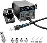 Hot Air Rework Station Soldering Tool with 8 Nozzles, Temperature Control 212°F-999°F, Automatic Sleep Function for Electronic Repair Maintenance