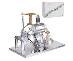Hot Air Stirling Engine, Model of an Outdoor Combustion Engine in Beam Construction with LED Lamp Power Generation - The Ideal STEM Gift for Engine Lovers