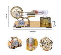 Hot Air Stirling Engine Motor LED Generator Zinc Alloy Base DIY Tool