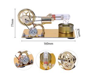 Hot Air Stirling Engine Motor LED Generator Zinc Alloy Base DIY Tool