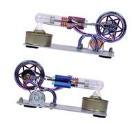 Hot Air Stirling Engine Motor Model Electricity Generator Motor with LED Bulb Six-Pointed Star Pattern Flywheel DIY Educational Science Experiment Tool with Zinc Alloy Base for (Multicolor)