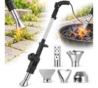 Hot Air Weed Killer, Electric Thermal Weed Burner with 500l/min Airflow, Long Handle & Multi-Nozzle Kit, 650°c High-Heat, for Patio, Driveway, Garden Weeds and Charcoal Black