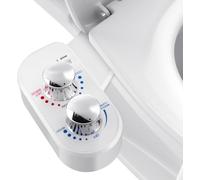 Hot and Cold Bidet Attachment for Toilet, Ultra-Slim Bidet Attachment Warm Water, Non-Electric Adjustable Pressure Self Cleaning Sprayer Nozzle Control for Posterior, Feminine Wash (White)