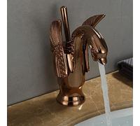 hot and Cold European washbasin wash Basin Toilet Vintage Full Copper Antique undercounter Basin Golden Faucet swan, Rose Gold swan (undercounter Basin)