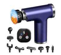 Hot and Cold Fascia Gun, with 9 Interchangeable Massage Heads LED Display 9 Speed Levels 3200 RPM Mini Muscle Massager for Legs Arms Thighs and Full Body