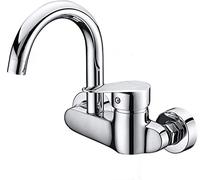 Hot and Cold Full Copper Faucets Tap Double Hole Single Handle in-Wall Basin Vanity 360° Rotatable Chrome Mixer Taps