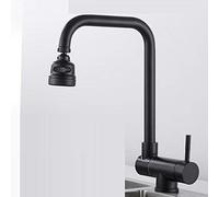 Hot and Cold, Inward Opening Window, Sink Folding, rotatable, Kitchen Faucet, Black-A