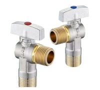 Hot and Cold Water Large Flow Water Stop Valve Brass G1/2" Inlet Ball Valves with Handle Angle Valve Water Pressure Regulator(Red)
