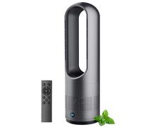 Hot and Cool Bladeless Tower Fan with Remote, 18 Inch Oscillating Air Circulator with 8 Speeds & Timer, Air Purifier Fan for Home, Office, Bedroom, Gray Dark Gray