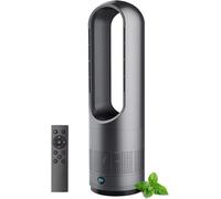 Hot And Cool Bladeless Tower Fan With Remote, 18 Inch Oscillating Air Circulator With 8 Speeds & Timer, Air Purifier Fan For Home, Office, Bedroom, Gray Blue Dark Gray