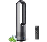 Hot and Cool Tower Fan with Air Purifier, Portable 18 Inch Bladeless Fan Oscillating 80°, 8H Timer, 8 Speeds, Air Circulating Standing Fans for Indoor Office Home Bedroom gray