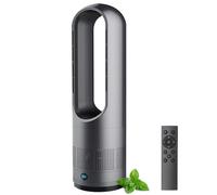 Hot and Cool Tower Fan with Remote,18 Inch Bladeless Oscillating 80°, LED Display, 8 Speeds, 8H Timer, Air Circulating Air Purifier Standing Fans for Indoor Home Bedroom Office Dark Gray