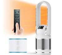 Hot and Cool Tower Modern Fan with Filter,Household Large Standing bladeless,2000W Heater,8 Speeds,8H Timer,LED Display,80° Oscillating Tilted Remote for Home,Office