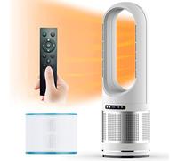 Hot and Cool Tower Modern Fan with Filter,Household Large Standing bladeless,2000W Heater,8 Speeds,8H Timer,LED Display,80° Oscillating air Purifier,with Remote