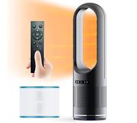 Hot and Cool Tower Modern Fan with Filter,Household Large Standing bladeless,2000W Heater,8 Speeds,8H Timer,LED Display,80° Oscillating air Purifier,with Remote