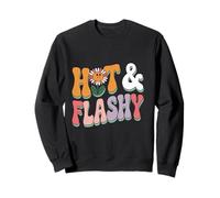 Hot and Flashy Retro Flower Menopause Humor Sweatshirt