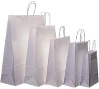Hot Bargaind 50 X Medium Size Paper Bag with Handle White Colour SOS Takeaway Round Handle Paper Carrier Bag for Shopping, Gift Bag (50 x White (M) 22 x 10 x 24 cm)