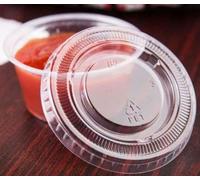 HOT BARGAINS 100 Pack 2oz/60ml Round Sauce Containers Clear Plastic with Lids