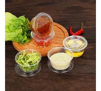 HOT BARGAINS 100 Pack 2oz/60ml Round Sauce Containers Clear Plastic with Lids