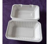 HOT BARGAINS 100 Pack Biodegradable Bagasse Food Box, 9 x 6 inch (232 x 155 x 78mm), Clamshell Takeaway Containers