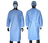 HOT BARGAINS 100-Pack Disposable Isolation Gowns | Blue Medical Protective Gowns with Elastic Cuffs | Fluid Resistant PPE for Healthcare, Lab, & General Use | 40 gsm Spunbond Fabric (100)