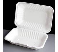 HOT BARGAINS 100 Pack Single Compartment Bagasse Food Box, 9 x 6 inch (232 x 155 x 78mm), Biodegradable Takeaway Containers