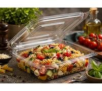 HOT BARGAINS 100 x 1000ml Reusable Clear Food Containers with Hinged Lid | Takeaway Containers, Re-usable, Freezer Safe, Stackable for Brownies, Cake Slices & Dessert Portions (100, 1000, Milliliters)