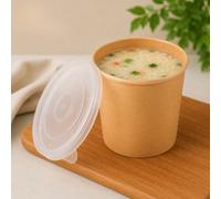 HOT BARGAINS 100 x 12oz Brown Kraft Paper Soup Cups with Reusable PP Lids, Takeaway Food Containers, Paper Soup Bowls for Hot & Cold Food, Ice Cream, Desserts, Deli & Meal Prep
