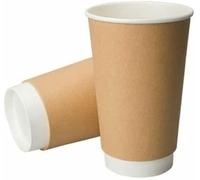 HOT BARGAINS, 100 x 16oz Brown Double Wall Insulated Disposable Coffee Cups - Kraft Paper Cups for Chocolate Tea, Espresso, and Cold Drinks Hot Cup