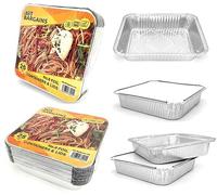 HOT BARGAINS 100 x Aluminium Foil Containers with Lids Size 9 - Disposable Takeaway Food Trays for Hot & Cold Meals