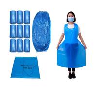 HOT BARGAINS 100 X Disposable Blue Arm Covers + 100 x Blue Aprons Combo Waterproof Arm Sleeves and Aprons For Cooking, Medical, Cleaning Etc.