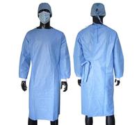 HOT BARGAINS 100 X Isolation Gown Disposable Surgical Gowns Blue Medical Gown 40gsm Made From High Quality Spun bonded Material And Have Elastic Cuffs To Provide Snug Fit Fluid Resistant
