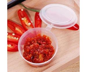 HOT BARGAINS 1000 Pack 2oz/60ml Hinged Sauce Pots Clear Round Plastic Containers with Lids