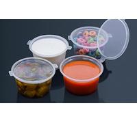 HOT BARGAINS 1000 Pack 4oz/120ml Hinged Sauce Pots Clear Round Plastic Containers with Lids