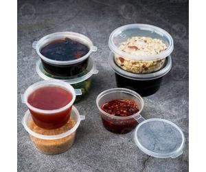 HOT BARGAINS 1000 Pack 4oz/120ml Hinged Sauce Pots Clear Round Plastic Containers with Lids
