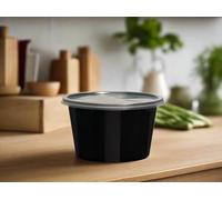 HOT BARGAINS 1000 X 4oz/ 100ml Reusable Sauce Pots with Lids Small Size and Black Colour Round containers with lids for food storage (1000)