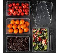 HOT BARGAINS 1000ml Rectangular Food Storage Containers with Lids, Pack of 25, BPA-Free Plastic, Microwave and Freezer Safe