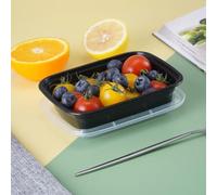 HOT BARGAINS 150 x 28oz Food Storage Containers with Reusable Lids Black Rectangular (150, Rectangular (28oz))
