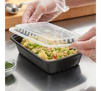HOT BARGAINS 150 x 32oz Food Storage Containers with Reusable Lids Black Rectangular (150, Rectangular (32oz))