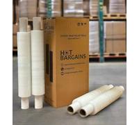 Hot Bargains 2 X Clear Pallet Wrap Roll Extended Core 400mm x 300m, 35mu Clear Stretch Shrink Cling Film 1.5kg Wrapping Roll for Moving House, Furniture & Industrial Uses