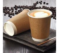 HOT BARGAINS, 200 X 12 oz Brown Double Wall Insulated Disposable Coffee Cups - Kraft Paper Cups for Chocolate Tea, Espresso, and Cold Drinks and Eco-Friendly Hot Cup (200, Brown, 12OZ)