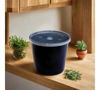 HOT BARGAINS 200 X 1250ml Heavy Duty Round Food Containers with Lids - Black, BPA Free, Microwave & Freezer Safe, Leak-Proof Takeaway Storage (200, 1250ml)
