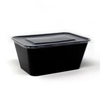HOT BARGAINS 200 X 1250ml Heavy Duty Takeaway Food Containers with Lids Black Colour BPA, Microwave & Freezer Safe Reusable Black Food Box for Restaurants, Bars & Cafe (1250, 200)